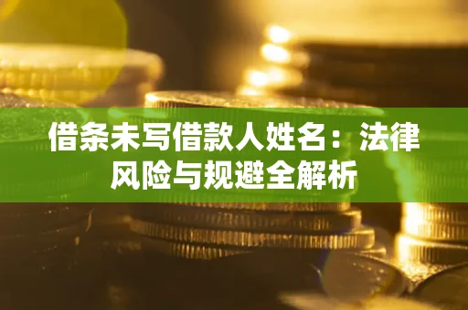 武汉借条未写借款人姓名：法律风险与规避全解析